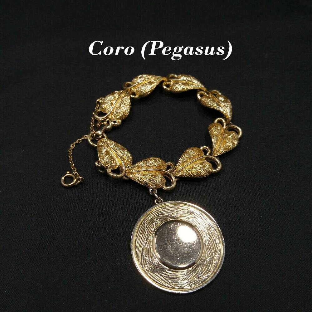 Coro Pegasus Heart Leaf Bracelet, Engravable Charm